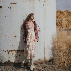 Free People Cream Floral Midi Dress